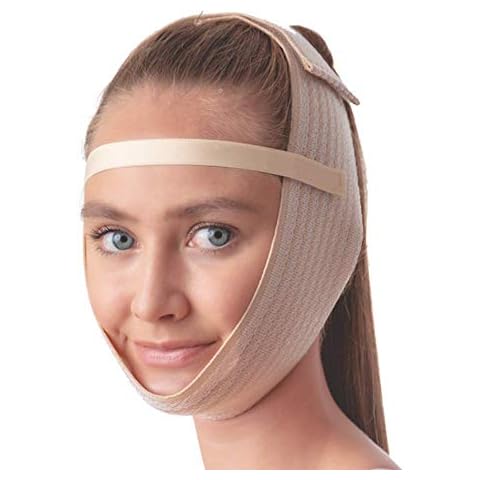 Post Surgical Chin Strap Bandage for Women - Neck and Chin Compression Garment Wrap - Face Slimmer, Jowl Tightening, Chin Lifting (Beige) Cover