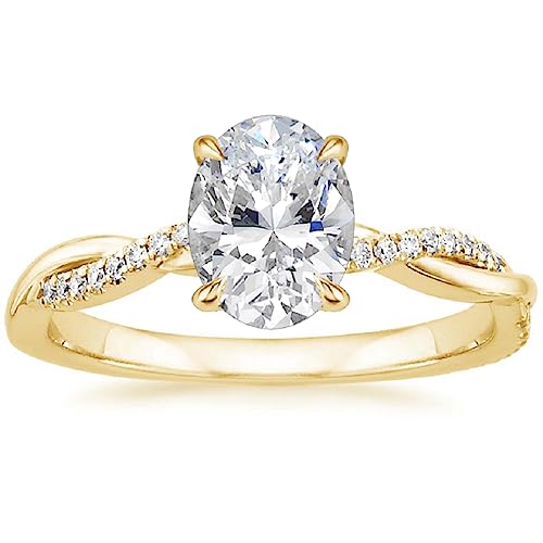 Oval Moissanite Wedding Set 3 CT Oval Cut Solitaire Engagement Ring Yellow Gold Engagement Ring Oval Promise Gifts for Her Moissanite Rings 10K/14K/18K Solid Yellow Gold (9)