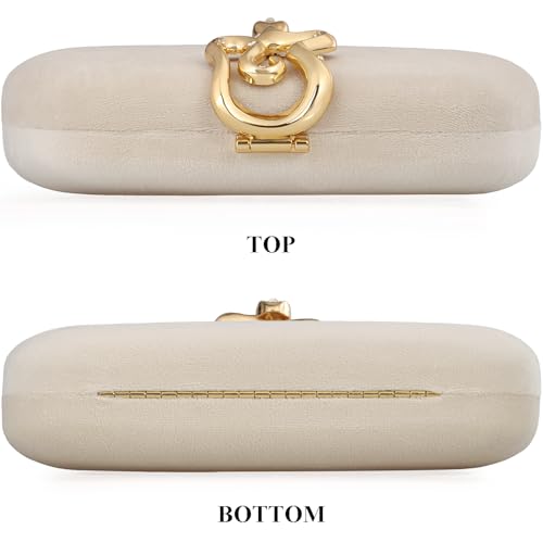 Image of Velvet Evening Clutch Purse for Women-Snake Clasp Formal Handbag,Hard Shell Design Bag for Weddings, Parties, Prom