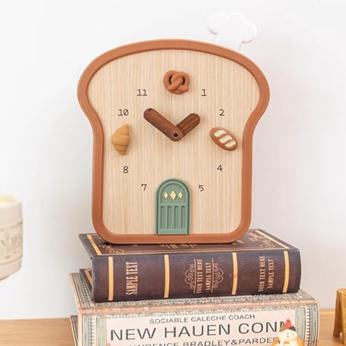 Adorable Wooden Toast Clock – Unique Miniature Kawaii Style Wall and Desk Clock for Kitchen, Bedroom, and Home Decor – Silent Quartz Movement Gift for Girls and Women - Image 8