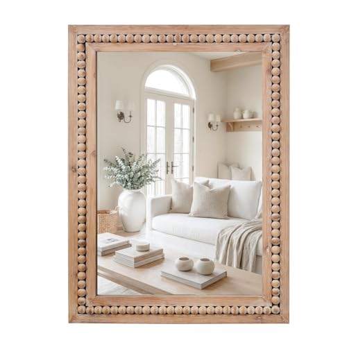 H HOMEWINS Rustic Wooden Mirror,22x30 Inch...