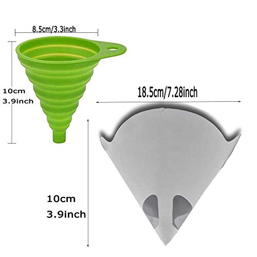 200Pcs Of Paper Paint Strainers With 100 Μm Filter Tips And 1 Pcs Stretch Silicone Funnel, Filter Tip Cone Shaped Nylon Mesh Funnel W/Hooks (200Pcs With 1Pcs Silicone Funnel Filter) #TOP1