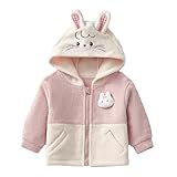 Manteau de bébé mignon dessin animé veste d'hiver pThis enfants avec petites oreilles sur la capuche, poignets et ourlets côtelés, garde bébé du vent froid, colusre à glissière, facile à mettre et à enlever