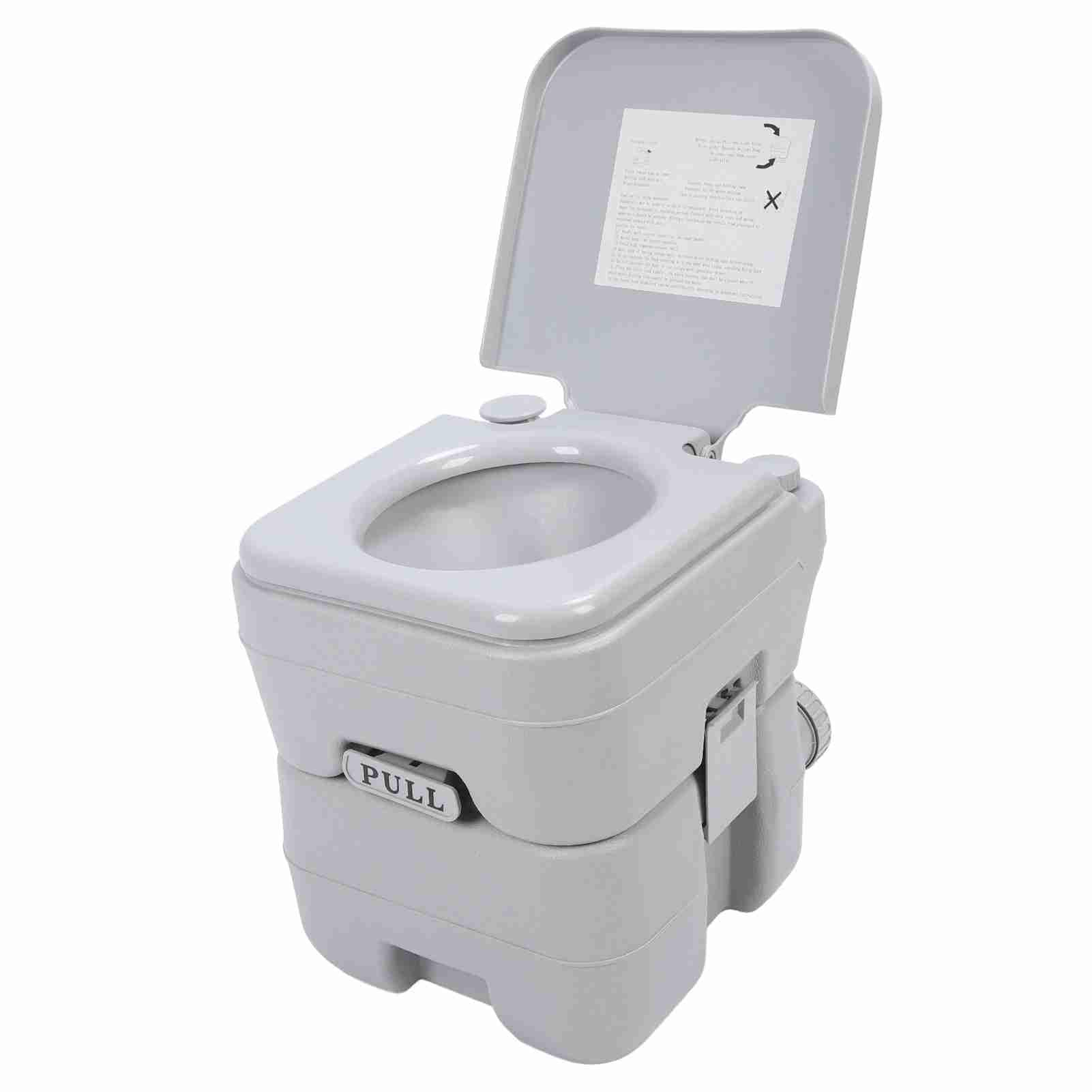Inodoro Portátil para Acampar con Salida de Agua Doble de Alta Capacidad para Viajes en Coche, Barco, RV, Material ABS Gris 12L/10L (20L)