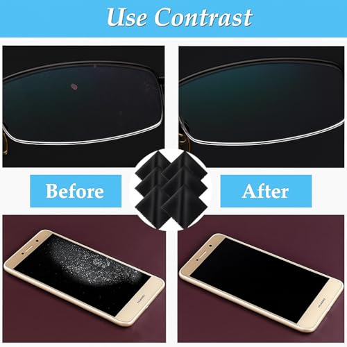 Image of MAXOSHINE Microfiber Cleaning Cloth for Glasses Specs Laptop| Thickened Magic Cleaning Cloth for Camera Lenses Phone Screens Laptop Binoculars | Streak-Free & Scratch-Resistant (Pack of 6, Black)