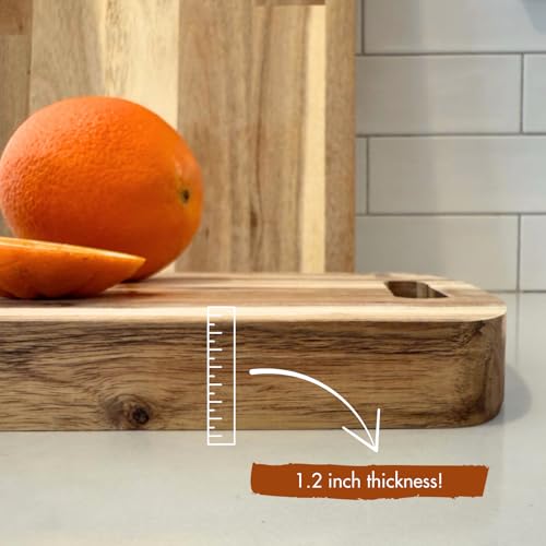 Tabla de Cortar de Madera de Acacia con Mango 34.93x24.77x3.05 cm miniatura 4