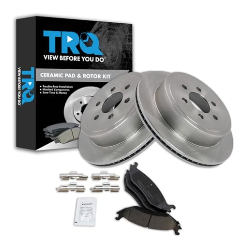 Image of TRQ Rear Brake Pad and Rotor Set Ceramic Compatible with 2003 Dodge Durango