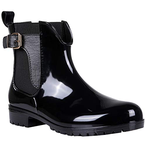 womens black ankle rain boots