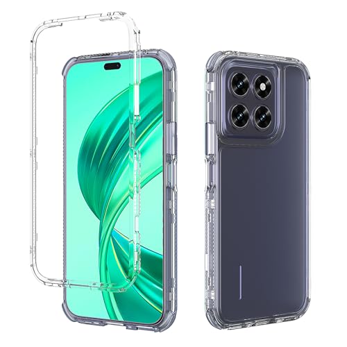 YUEQIAN Funda para Honor X8b, Grados Antigolpes Militar Resistente Protección Triple Carcasa, Ultrafina Trasera de PC Duro/TPU Bumper/Silicona Suave (Transparente)