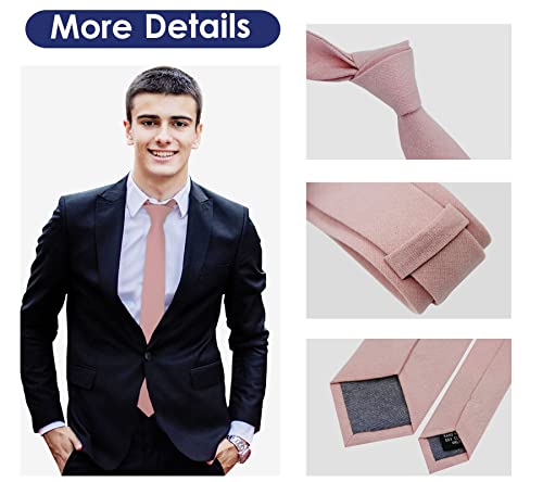 Image of Mantieqingway Mens Skinny Ties,2.56 inch Cotton Neckties Striped Plaid Ties for Groom Groomsmen Wedding Party Christmas