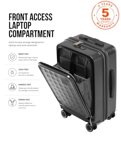 Image of SNITCH Rubik Laptop Cabin Size Grey Polycarbonate Hard Travel Suitcase - Trolley Bag Small & Luggage with 8 Wheels, Premium Lock, Laptop Compartment & Free Shoe Bag