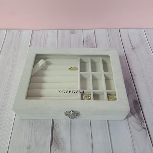 XGZPGZYJ Jewelry boxes with Transparent Glass Lid, Necklaces & Earrings, Premium Gift for Women