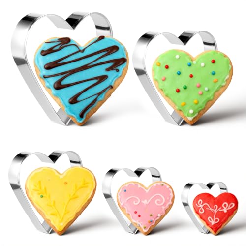 5 PCS Heart Shaped Cookie Cutter Mini Heart Cookie Cutters, 5 Size Stainless Steel Lover Small Biscuit Cutters for Valentine's Day, Weddings, And Anniversaries