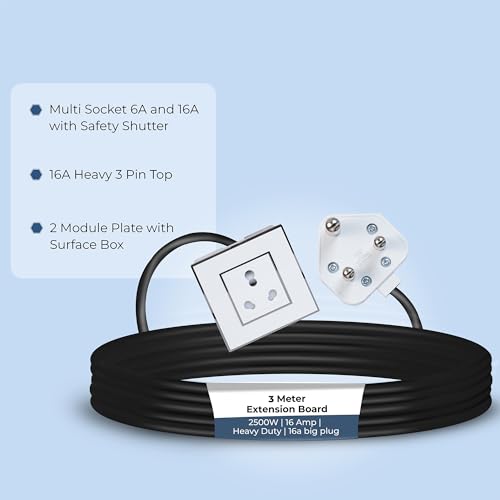 Image of Extension Board Heavy Duty Multi Socket 15A /16A /20A 240Volts (2500 Watts 16A Big Plug, 3 Meter)