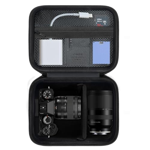 Defyxel Camera Case for Fujifilm XT30 III/X-T5/X-T50/Canon AE-1 Mirrorless Camera Fits 16-50mm/18-300mm Lenses With Adjustable Dividers & Mesh Pocket (Case Only)