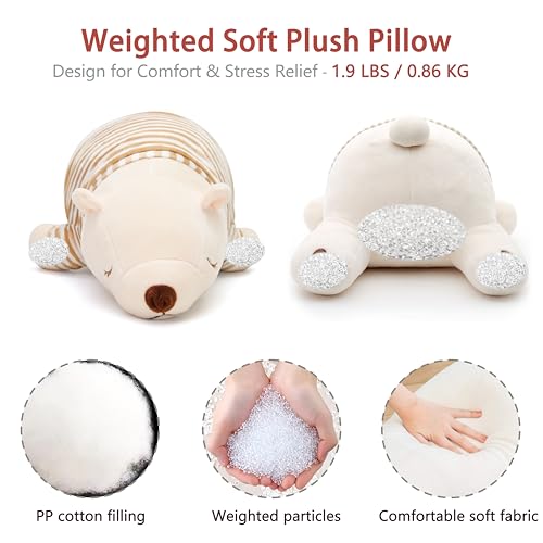 Image of Niuniu Daddy 1.9LB 15in Weighted Stuffed Animals Polar Bear Calming Plush