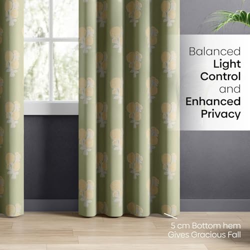 Image of haus & kinder Digital Printed Cotton Door Curtains 7 Feet Long Pack of 2 Door Curtains, 7 Feet Curtains for Door (Soleil Botanique, Sage 130x213 CM)