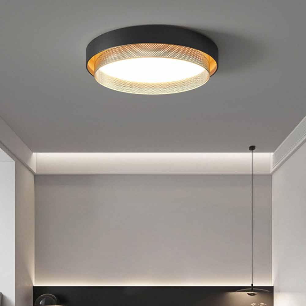 Lampa sufitowa do sypialni Kreatywna akrylowa oprawa LED do montażu podtynkowego Czarne metalowe okrągłe lampy oświetleniowe do sypialni, kuchni, salonu