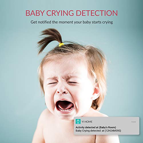 YI Wireless Baby Monitor with Camera and Audio HD WiFi Pet Cam, Sound Motion Human Detection, 2- Way Audio, Smartphone app, Night Vision, Nanny Elder, Works with Alexa, iOS, Android