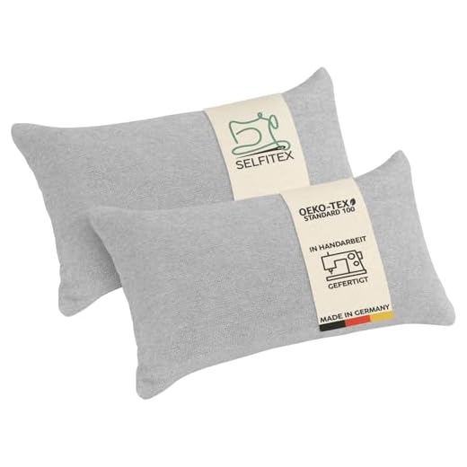 Amazon Basics - Kissenbezug, Mikrofaser Dunkelgrau - 2er-Set 4 Monsera 2er Set Nackenstützkissen, Reisekissen, weich u. formstabil, melierter Bezug mit weichem Füllkissen, Rückenkissen, Kopfkissen für Bett, Couch, auf Reisen (2X 40 x 20 cm, Grau)