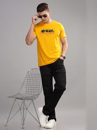 Image of ADRO Mens Printed T Shirt | The Super Soft Tshirt in India| Pure Cotton Lycra Breathable Fabric| 4 Way Stretch smart tech Fabric| Round Neck T-Shirt (Also in Plus Size) RN25-ST-WAVE-NB