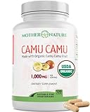 Organic Vitamin C from Camu Camu Capsules 1,000mg, Packed with Natural VIT C, Raw Antioxidants - Immune Support Supplement & Anti-Aging for Skin - Camu Camu Powder Organic, Vegan, Non-GMO (120 Count)