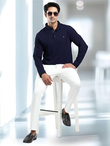 Image of STELLERS Men's Full Sleeve Polo T-Shirt | Feather Touch Feel | Odour Resistant | Wrinkle Free | Quick Dry | Stretchable | Lightweight | Anti-Static | UV Resistance | Anti-Microbial