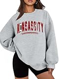 SFHFY Football Sweatshirt Women: Oversized Game Day Lightweight Shirt Football Team Fan Pullover Rugby Top