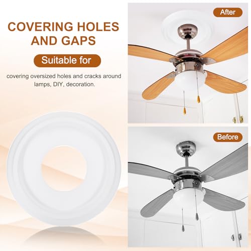 PATIKIL Deckenmedaillon, 2 Stück 10 OD x 4 ID PU Dekoratives Deckenleuchten-Medaillon Kronleuchter-Medaillon Traditionelle Abdeckplatte für Deckenleuchtenventilatoren, Weiß