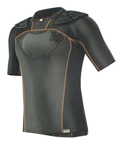 Shock Doctor Men's 3–Peau Antichoc Ultra-Épaulière de Rugby Maillot Noir Gris/Noir 2 XL