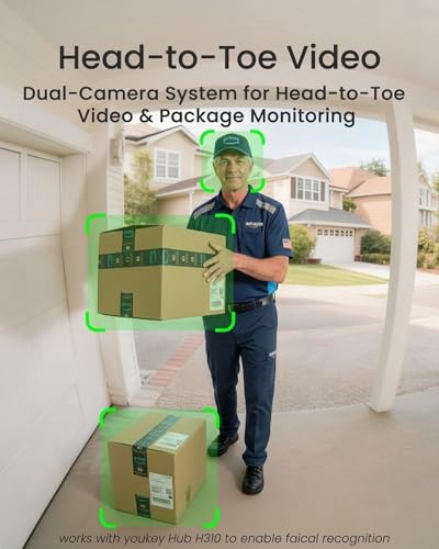 youkey Dual-cam Video Doorbell–See Visitor & Package at Once, No Monthly Fee, 2K Battery Doorbell with Package Detection - Additional View
