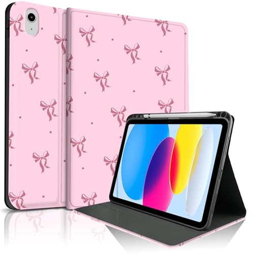 Coque iPad 11 antichoc rose motif papillon à pois avec fente stylet pour tablette 2025