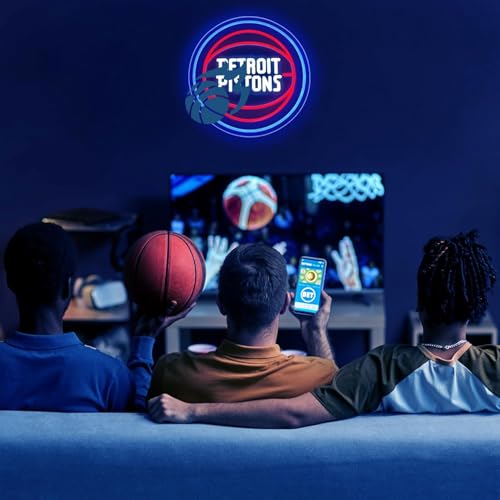 Image of Basketball Team Neon Sign, Sport Light Up Dimmable Basketball Team Logo Hanging USB Powered Led Neon Sign for Wall Decor, Bedroom, Man Cave, Party, Birthday Party Christmas Merch Deco Gift for Boys Teens Fans