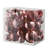 Prextex 36-Pieces Champagne Christmas Ornaments Set - Shatterproof, Festive Christmas Balls Decorations in 3 Sizes and 6 Styles with Hanging Loops for Tree, Wreath, and Dazzling Holiday Party Decor