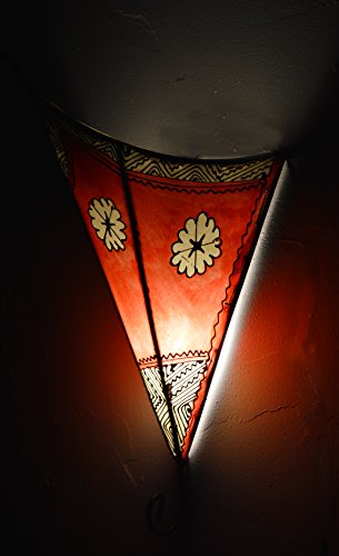 Lámpara Henna Artesanal de Cuero de Cabra Roja miniatura 3
