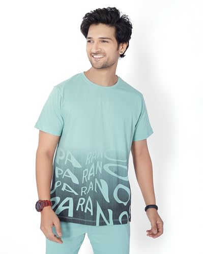 Image of WEET Cotton T-Shirt and Shorts Set for Men,Night Wear for Men,Men's Pyjama Set MCS112