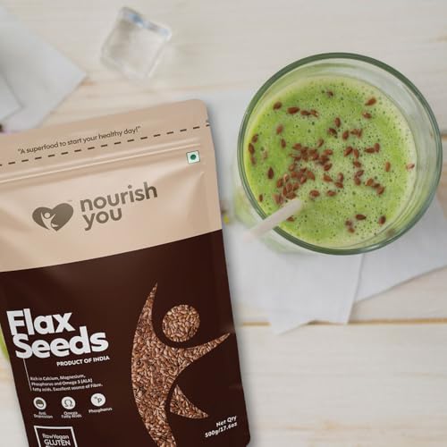 Image of Nourish You Raw Flaxseeds 1Kg - Alsi Seeds | 100% Flaxseeds for Hair Growth | Raw Seeds for Eating | Source of Iron & Dietary Fibre | Rich in Protein
