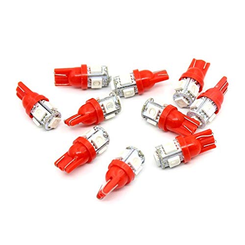 SANHOOII 10pcs Car LED Light T10 5-SMD LED Bulb Lamp Wide Reading YEL/Blue/Green/red/White Auto Light : Red