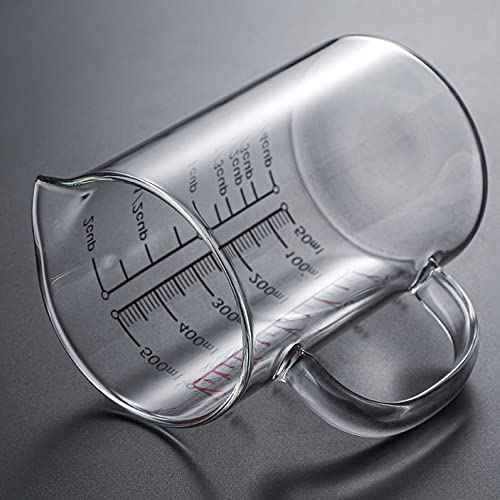 TAMUME Glass Measuring Cup with Lid, Multiple Scaling for Kitchen Use (500ml), Transparent - Image 2