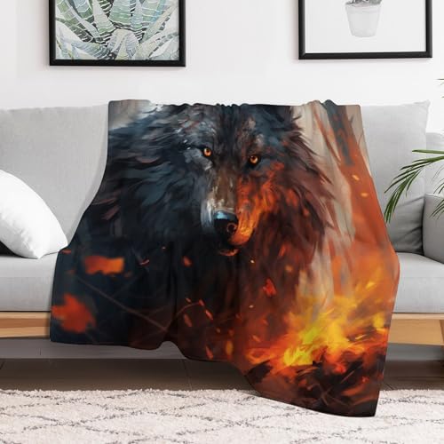 Couverture en flannel loup ultra luxueuse et plaid doux
