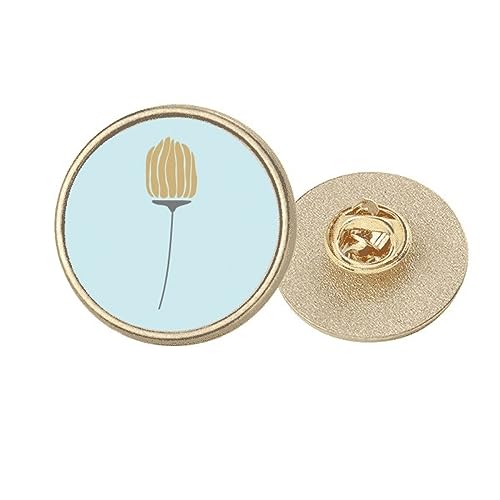 Broche ronde en métal doré fleur jaune M