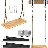 Wooden Swing Hanging Tree Swings, Wood Swings Seat 17.3 * 7.7in to Kids Children with Adjustable Rope Plus Tree Straps for Backyard, Playground, Porch, Patio, Garden, Park or Home