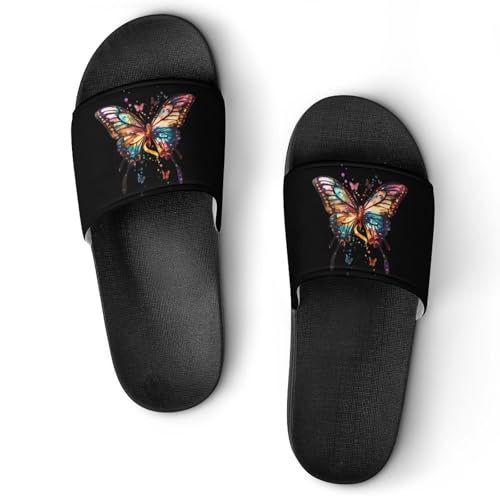 Watercolor Butterfly House Sandals Non-Slip Bathroom Slippers Beach Summer Shoes for Men Women