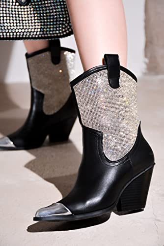 Cape Robbin Women's Western Cowboy Boots - Pointed Toe Pull-On Rhinestone Accents & Chunky Heel (Zephyr)2