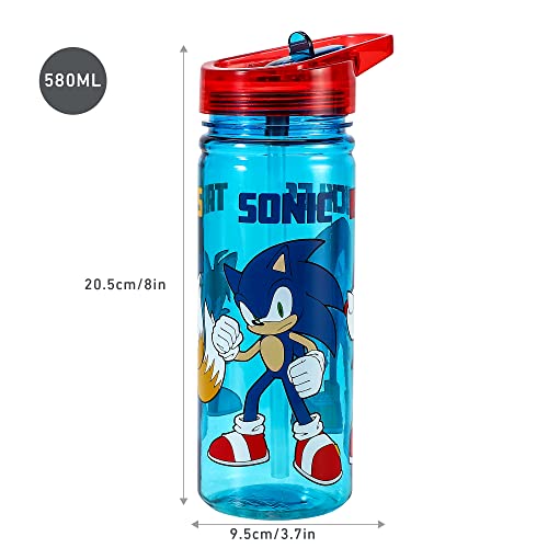 Zawadi Global Sonic the Hedgehog 580ml Water Bottle for Kids School Drinks Bottle Made of Durable Ecozen Reusable BPA Free