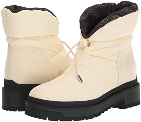 GUESS Women's LEEDA2 Ankle Boot, Cream Nylon, 5.5 | Image 6