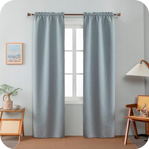 GIRASOLE HOME Paire de rideaux Barbados thermiques totalement occultants 2 panneaux de 70x220cm avec poche, Gris