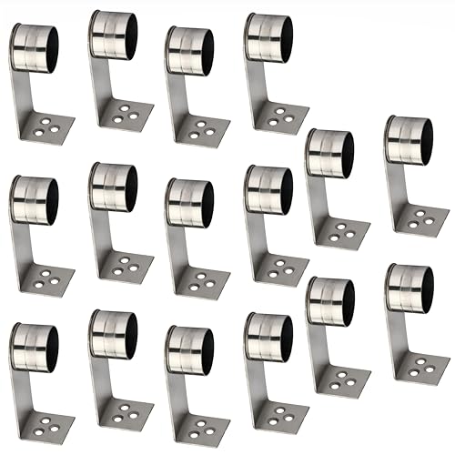 Image of GHAR DWAR L Shape Stainless Steel Wall Mount Concealed Long Band Curtain Rod & Ceiling Holder Brackets for Door and Windows Heavy Duty Holder Bracket Silver (2 inch Silver, Pack of 8 Pair)