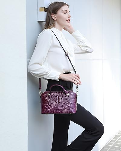 Image of COOLCY Genuine Leather Purses for Women Crocodile Crossbody Small Satchel Bag Designer Shoulder Handbags for Ladies