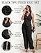 acelyn Women's Vest Sets Summer 2 Piece Outfits Halter V Neck Button Blazer Tops Wide Leg Pant Suits Casual Matching Set XL Black